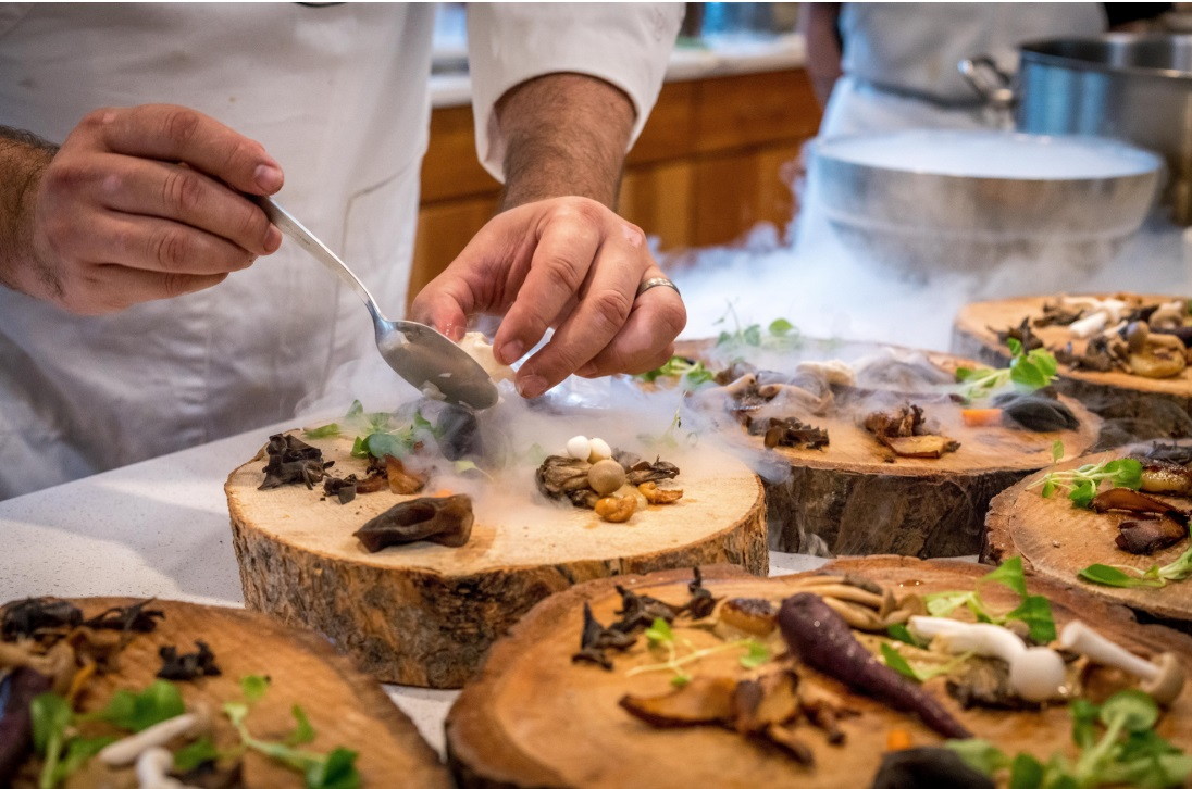 Japanese chef preparing signature dish