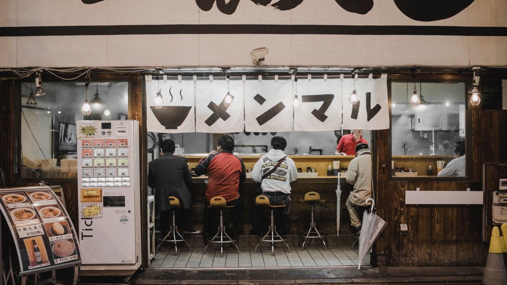 eating in a japanese restaurant