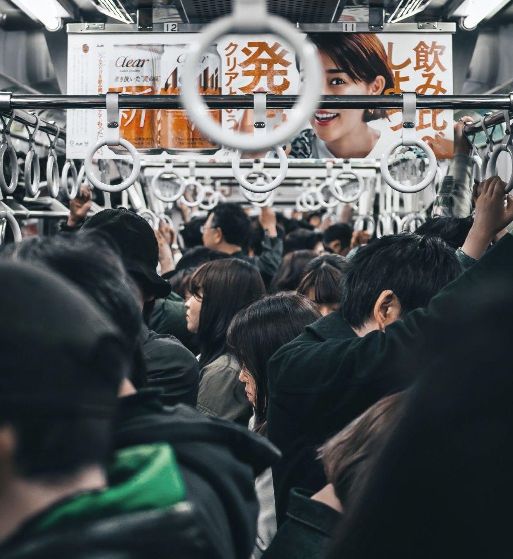 A crowded train during the Japanese rush hour