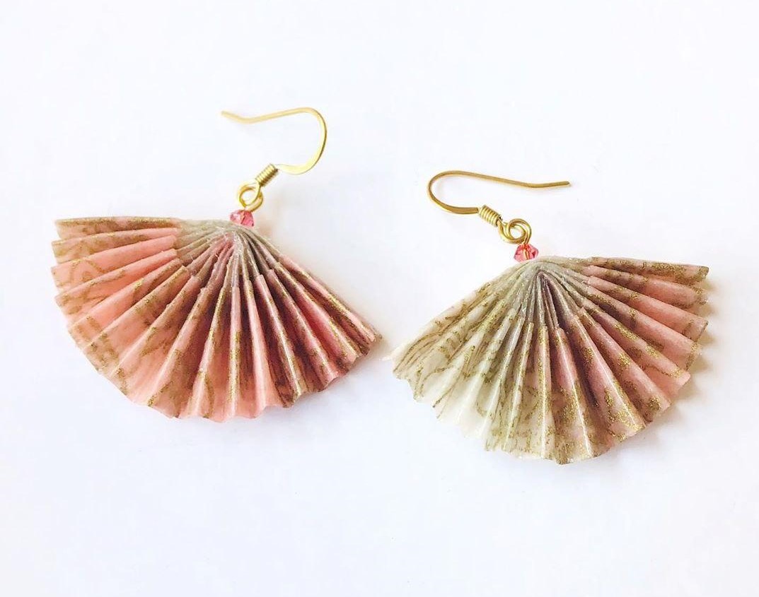 Japanese Craft Ideas - Origami Fan Earrings