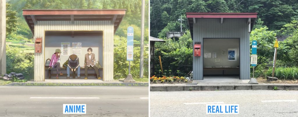 Real Life Anime Locations - miyagawacho-ochiai bus stop in Hida city