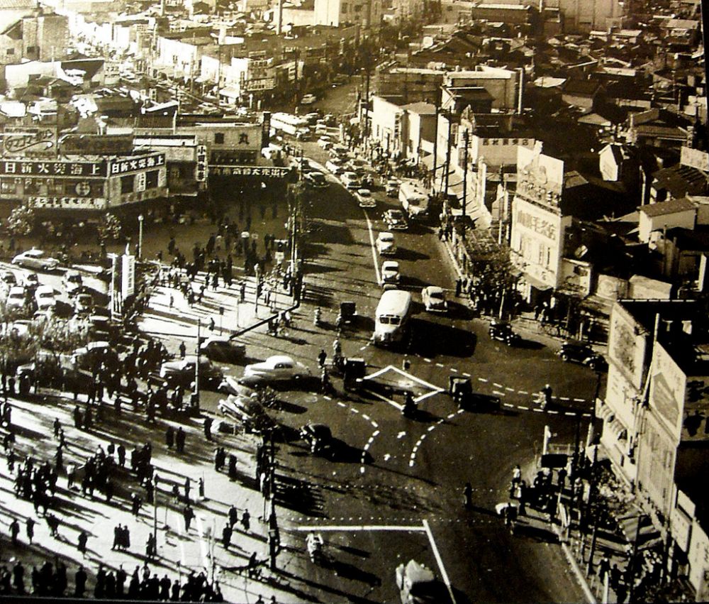 Japan Then And Now - shibuya crossing in 1953