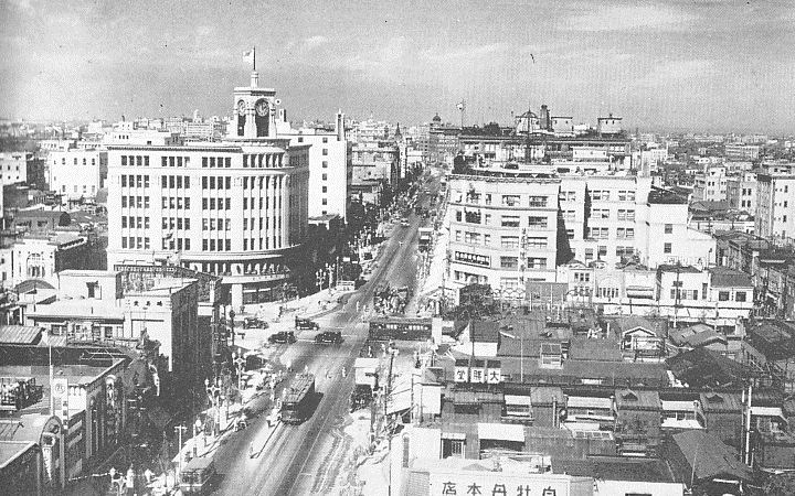 Japan Then And Now - ginza intersection in the 1930s