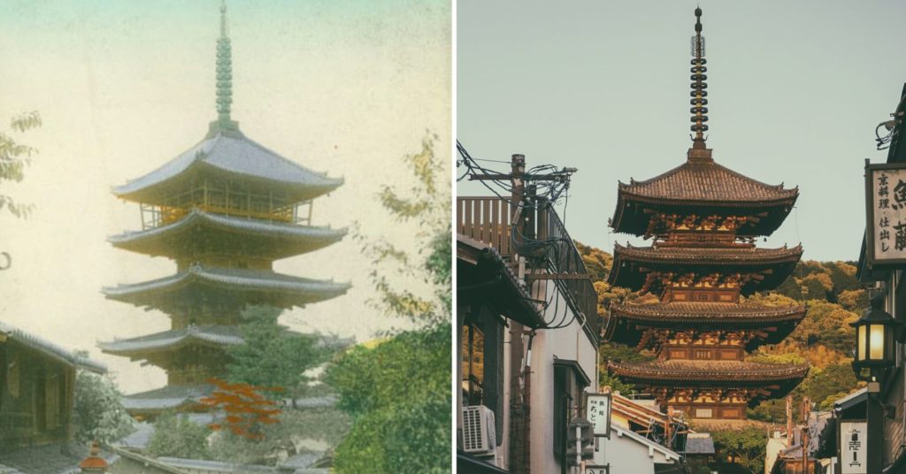 Japan Then And Now - Yasaka pagoda then and now