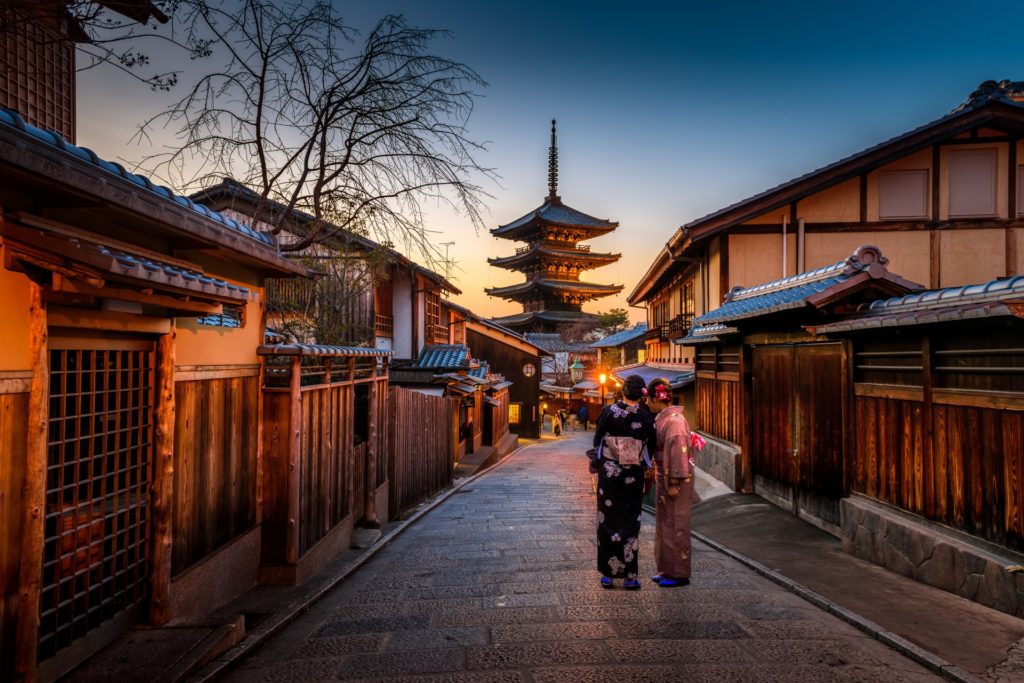 Japan Then And Now - yasaka pagoda sunset