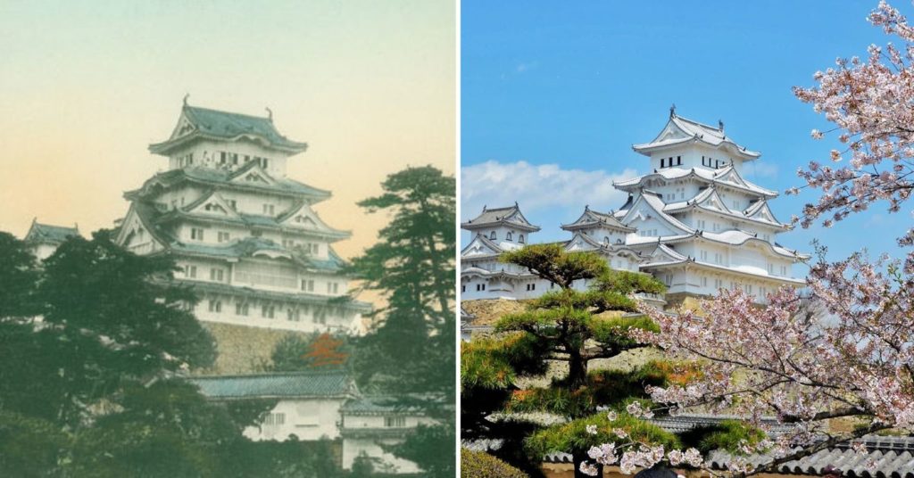 Japan Then And Now - himeji castle then and now
