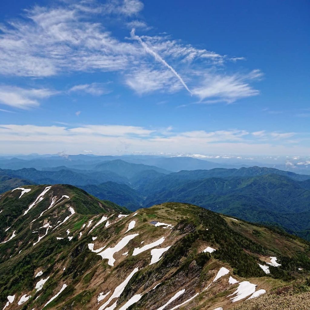 Mountains in Japan - view from Gozengamine Peak, the highest point of Mount Haku