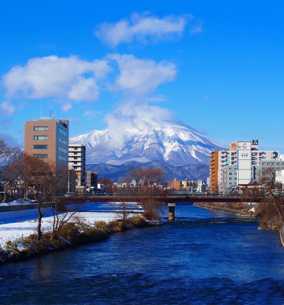 Mountains in Japan - view of mount iwate from morioka city