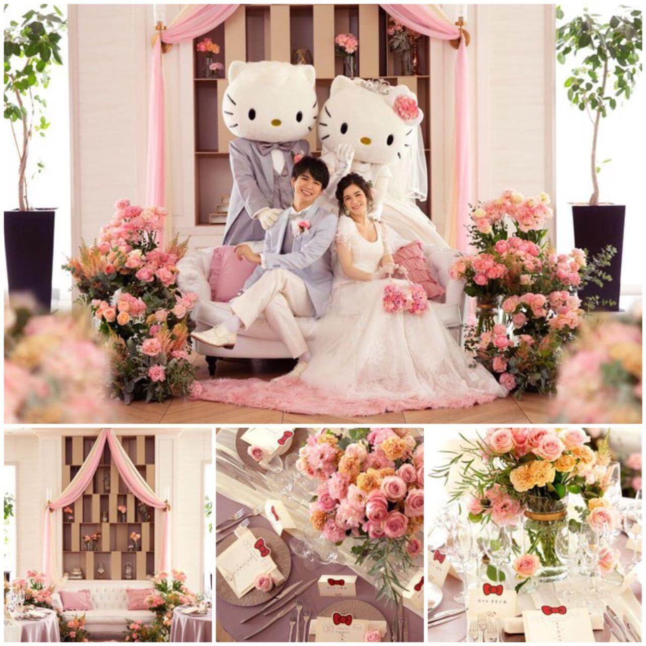 hello kitty wedding - collage