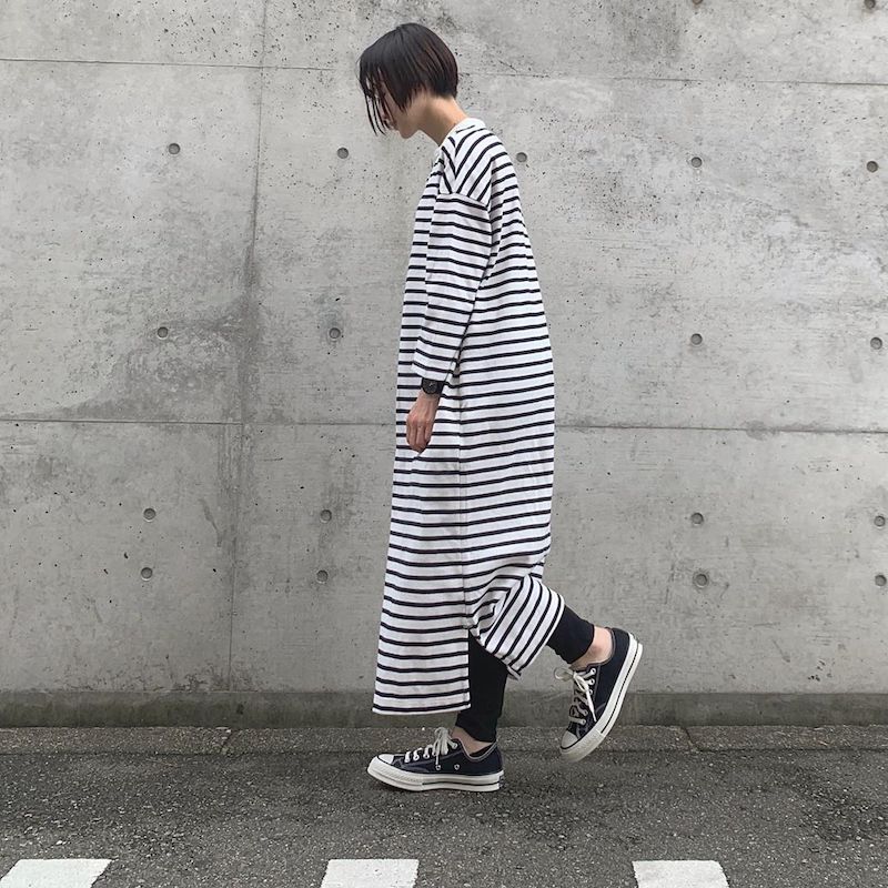 Japanese clothing - striped shirt dress