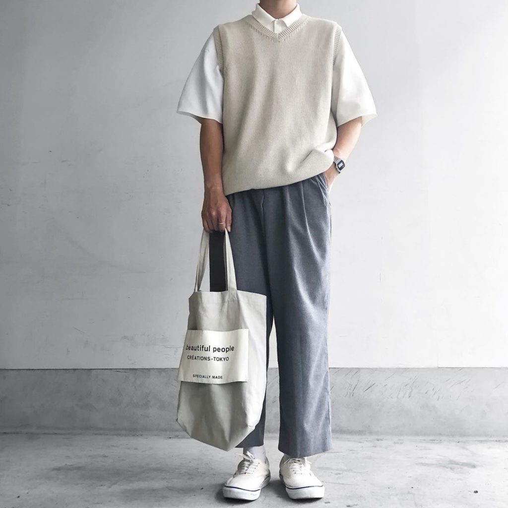 Japanese clothing - gray canvas tote bag