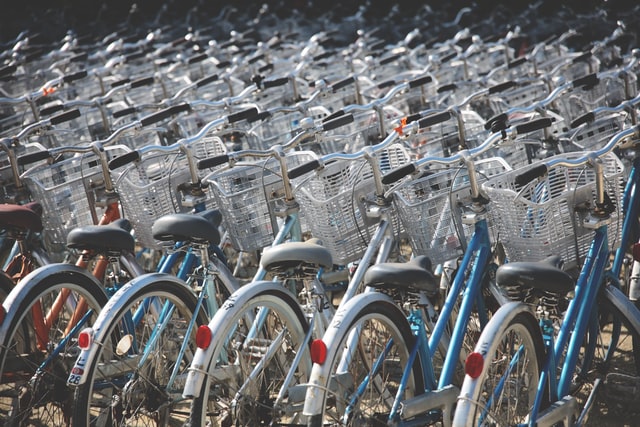 Transportation in Japan - rows of bicycles
