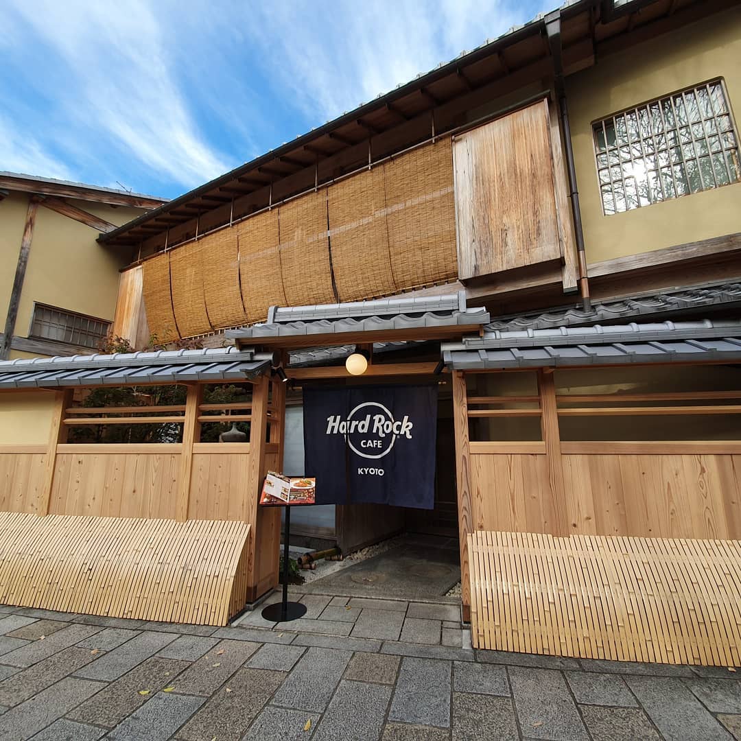 japan cafes heritage buildings - hard rock cafe kyoto storefront