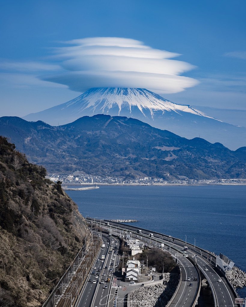 Mount Fuji covered with clouds - view of mount fuji covered with clouds