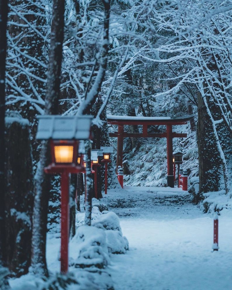 kifune shrine - pathway covered in snow