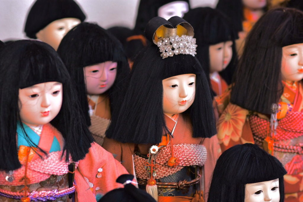 Dolls left at Awashima Shrine