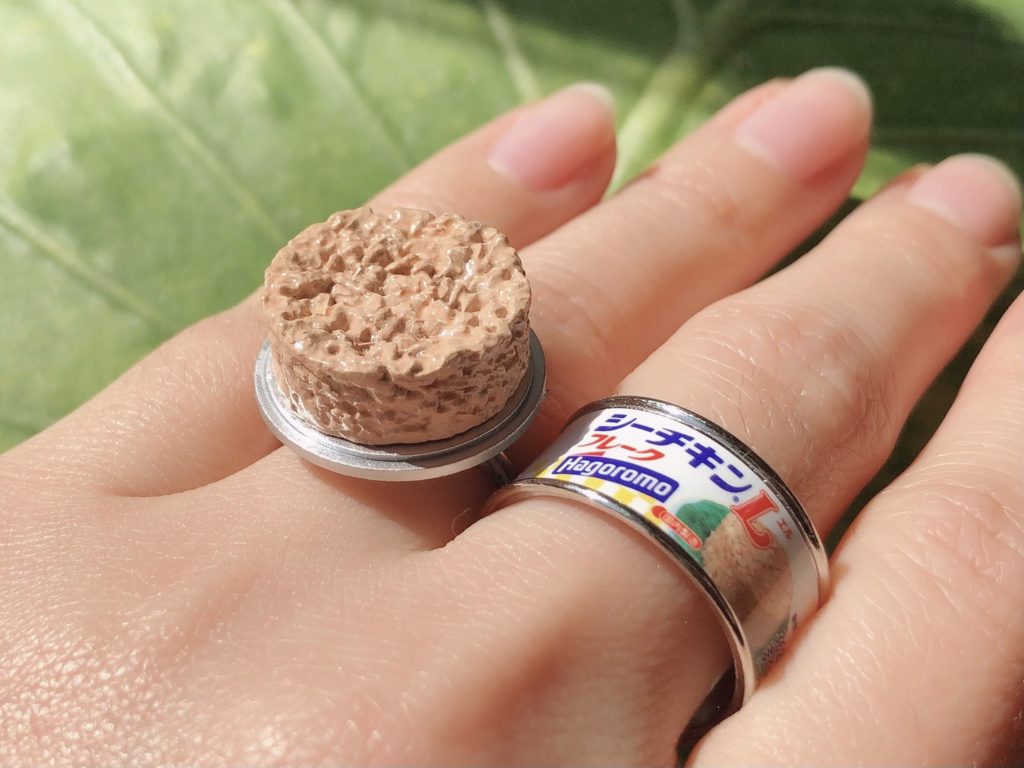 Canned food rings - canned tuna rings on fingers