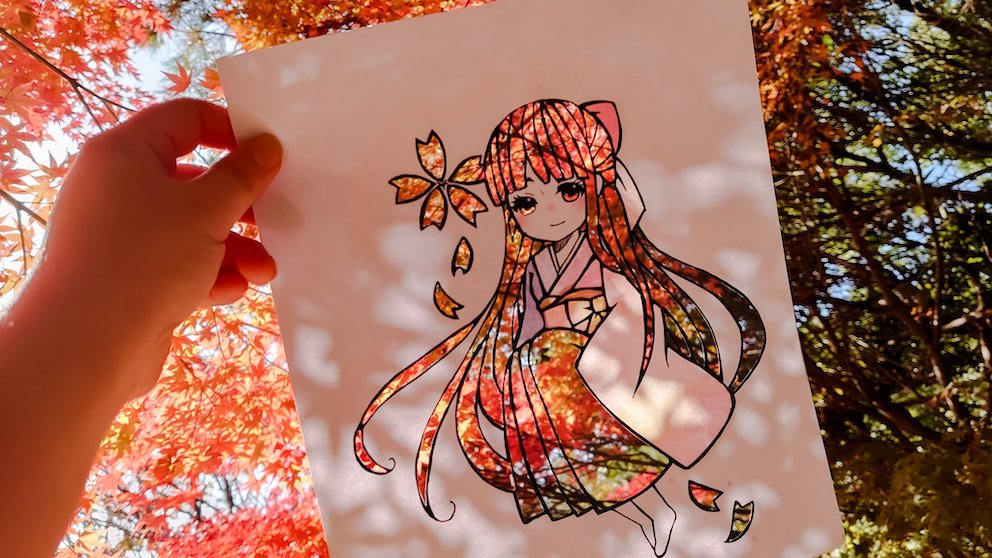 japanese papercutting - paper cut art in autumn