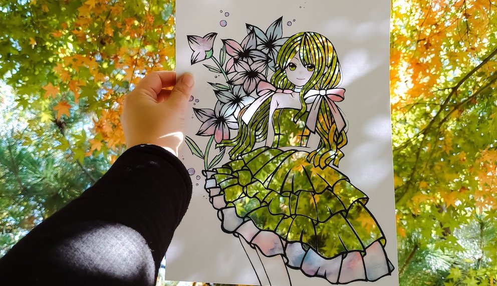 japanese papercutting - paper cut art against greens