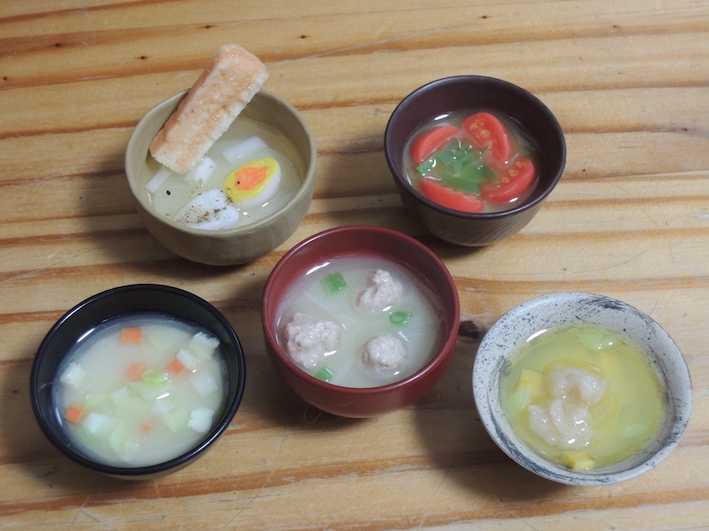 miso soup capsule toy - set of 5
