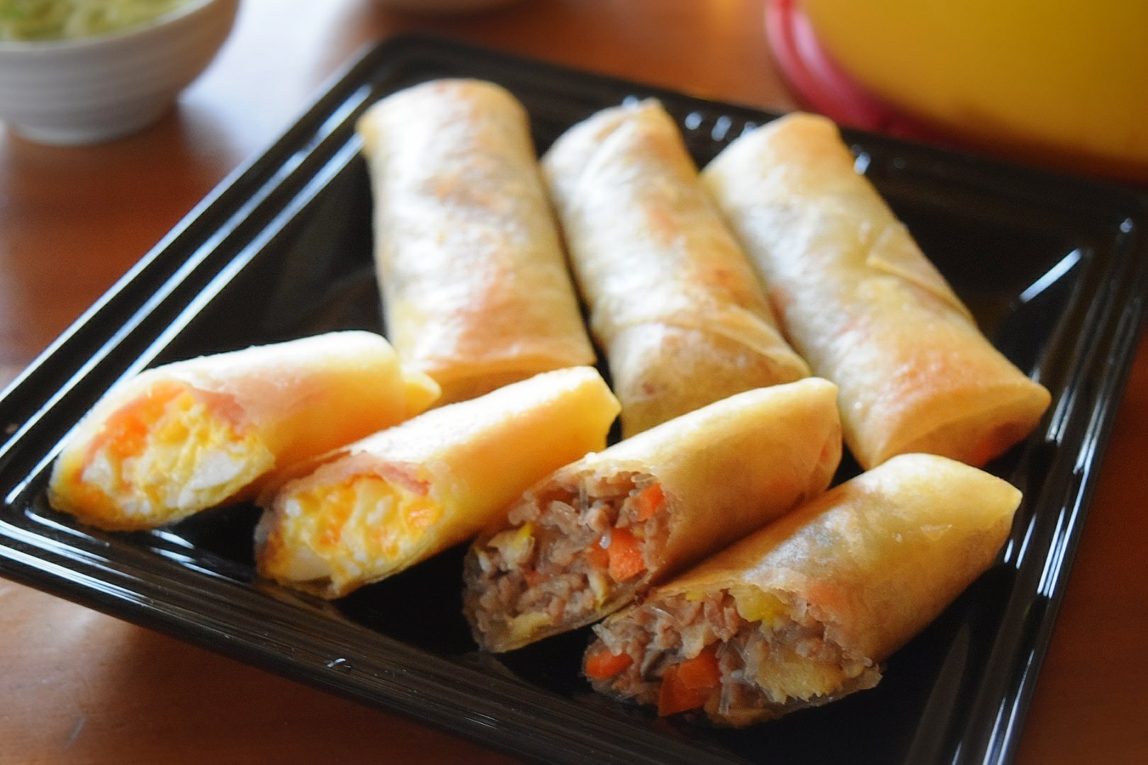 Plate of bamboo shoot spring rolls