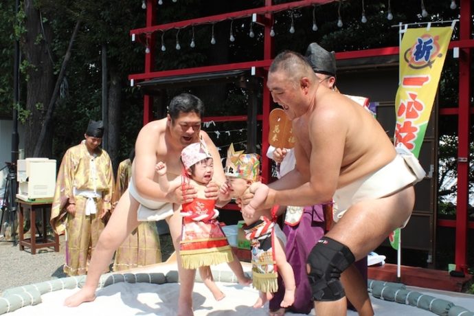 Naki Sumo Baby Crying Contest: Giant Sumo Wrestlers Make Babies Wail