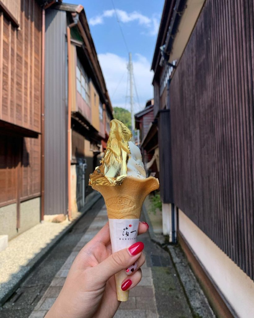 Traditional Japanese towns - gold leaf ice cream