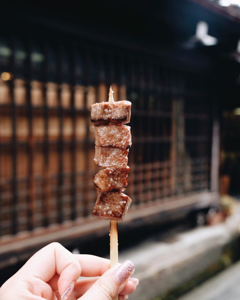 Traditional Japanese towns - hida beef skewers