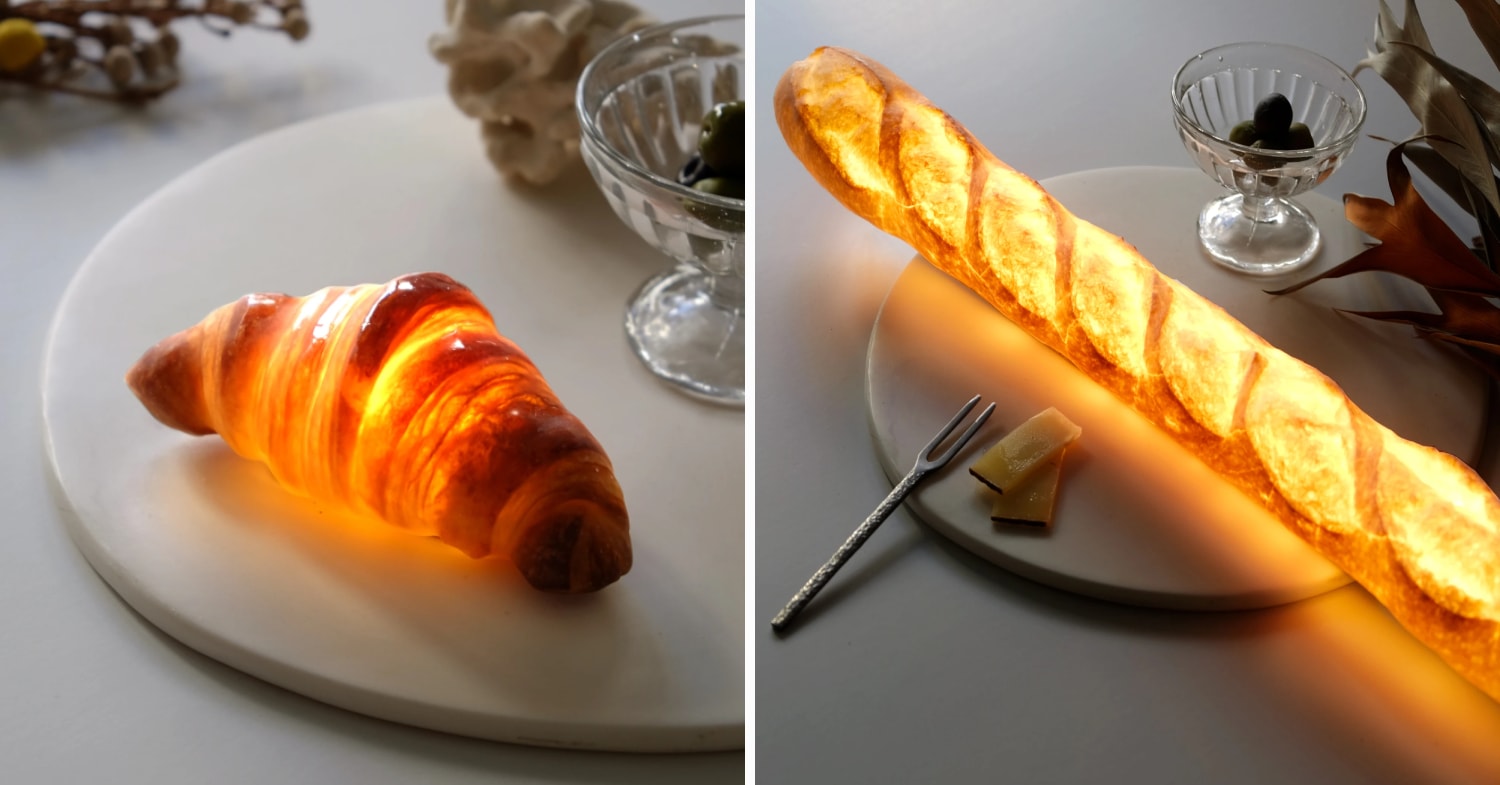 pampshade bread lamp - a croissant and baguette lamp