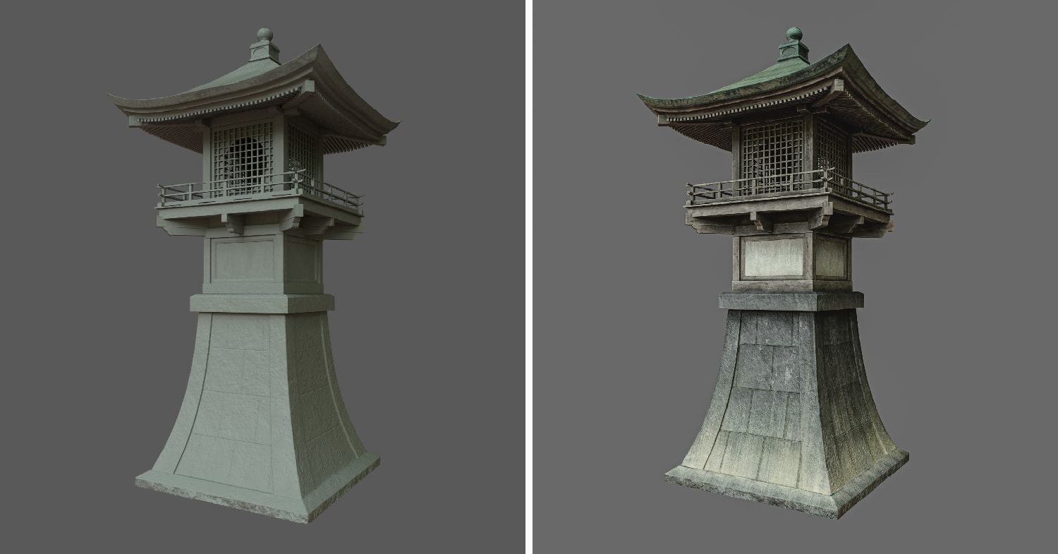 japanese cgi landscapes - rendering lantern model