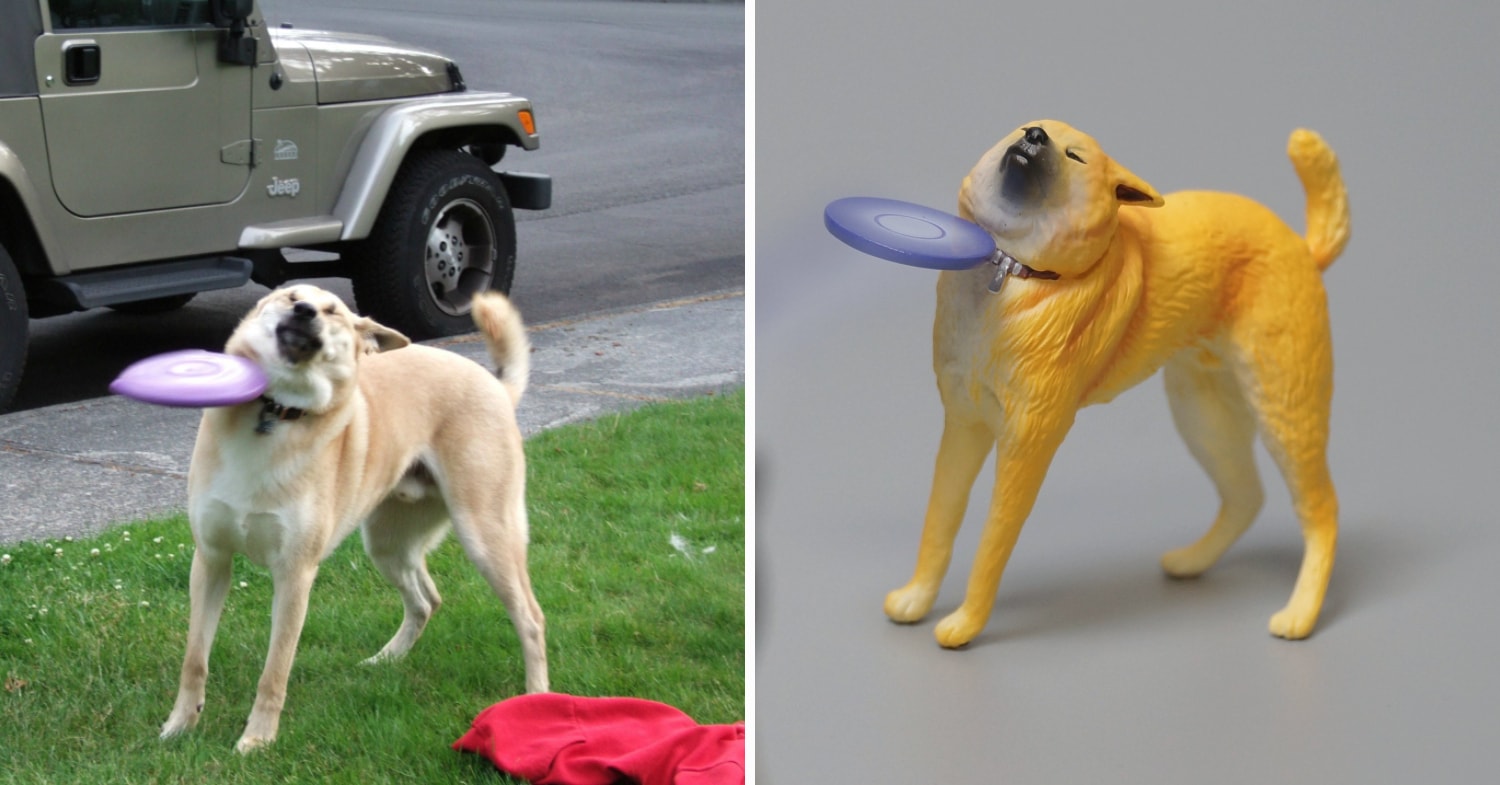 Meetissai meme sculptures - frisbee doge