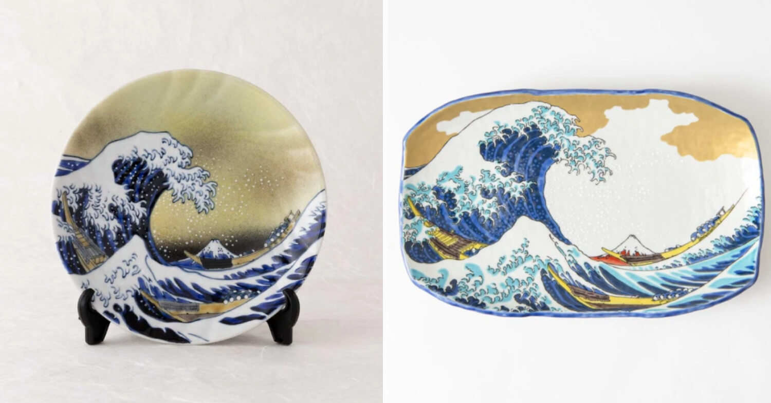 Musubi Japanese Tableware - hokusai the great wave plates