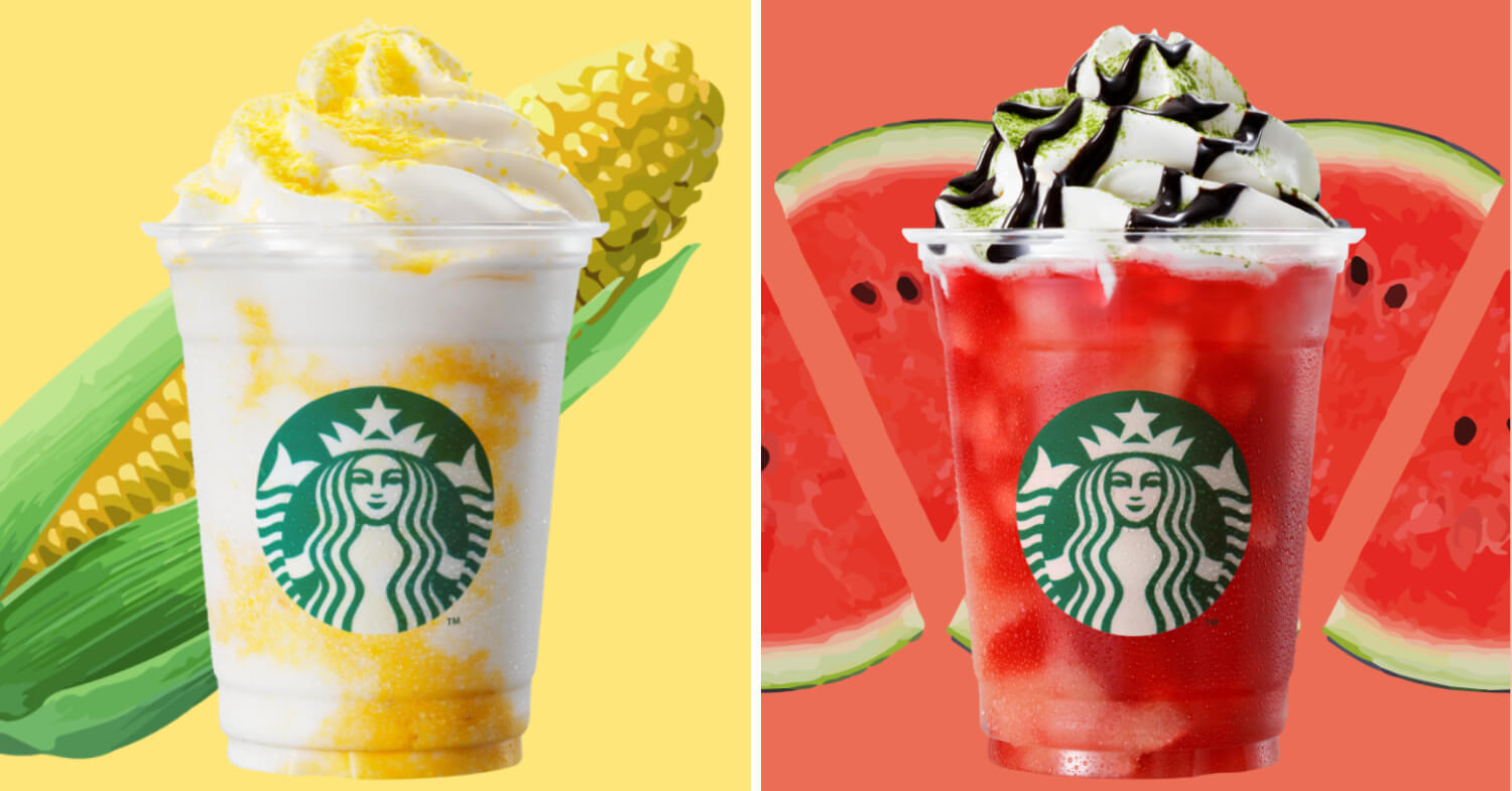 Starbucks Japan 47 Jimoto - corn and watermelon frappuccinos