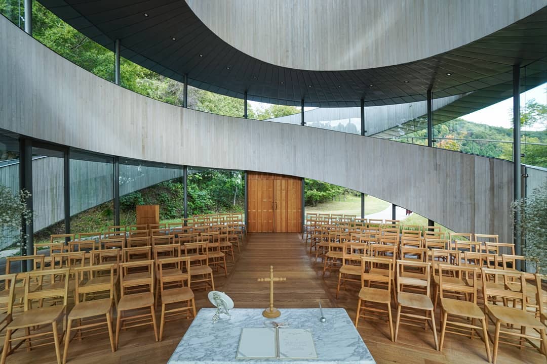 buildings in japan - ribbon chapel interior