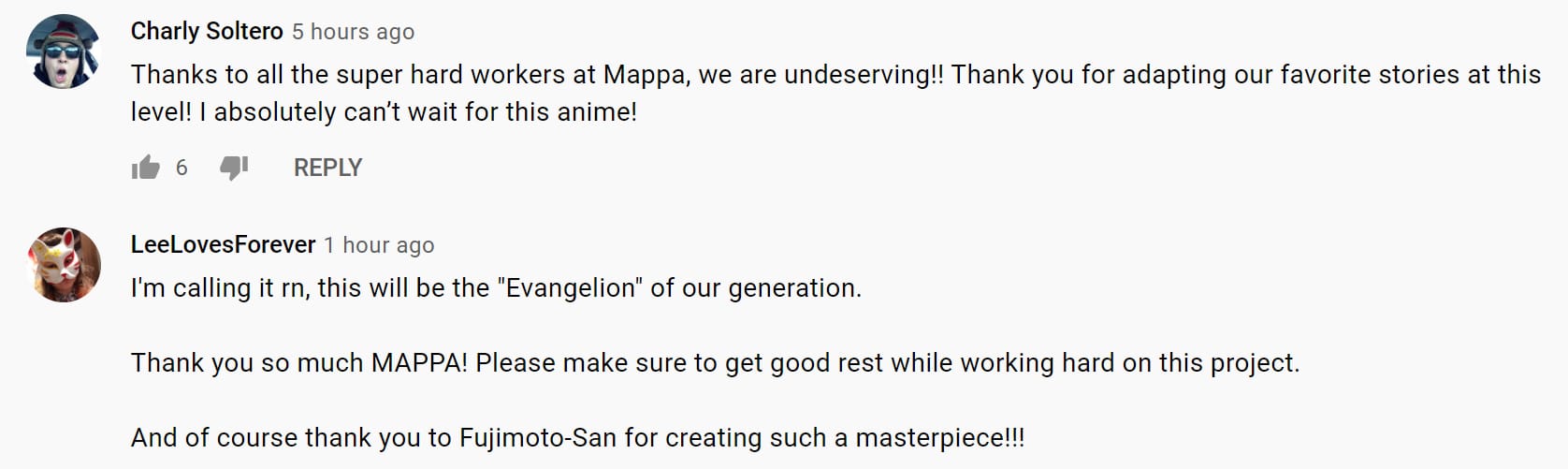 mappa thank you comments
