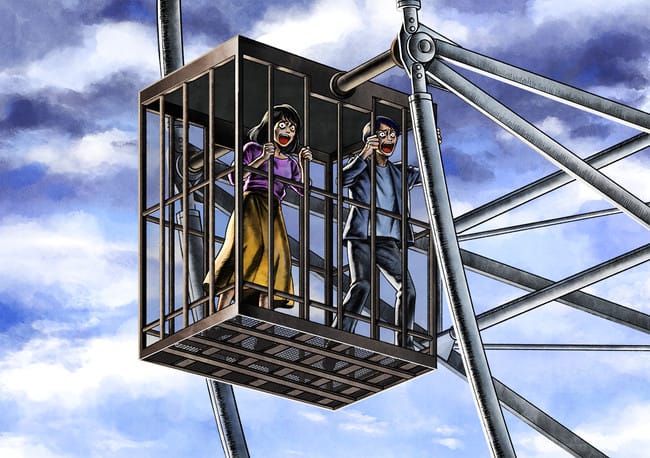 fuji q jail ferris wheel - jail cabin illustration