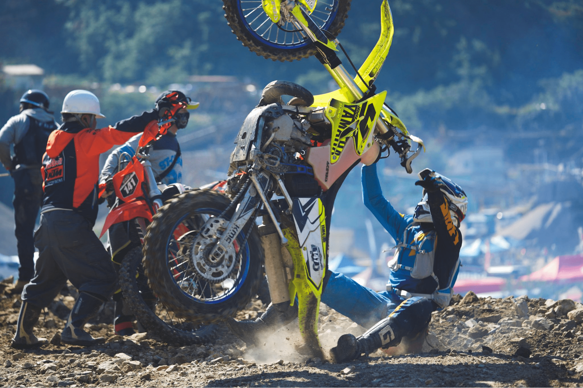 action japanese cat - motocross bike fall