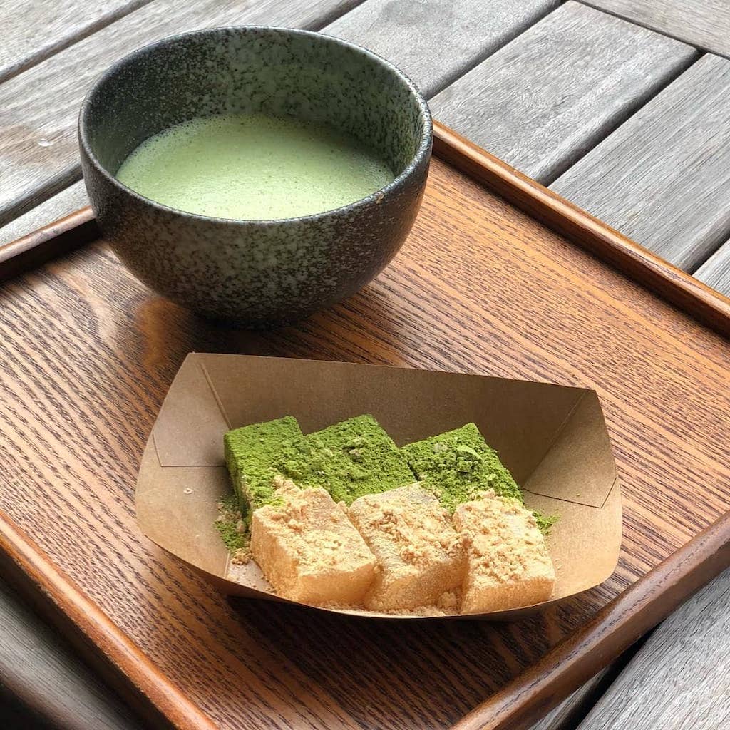 Wagashi - warabi mochi kinako and matcha