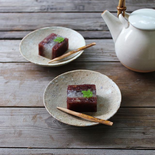 Wagashi - yokan on plate