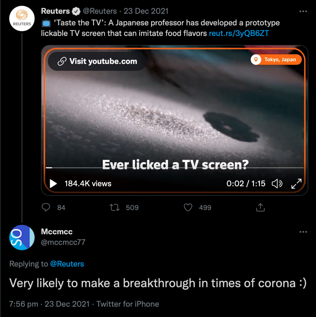 lickable tv - corona tweet 