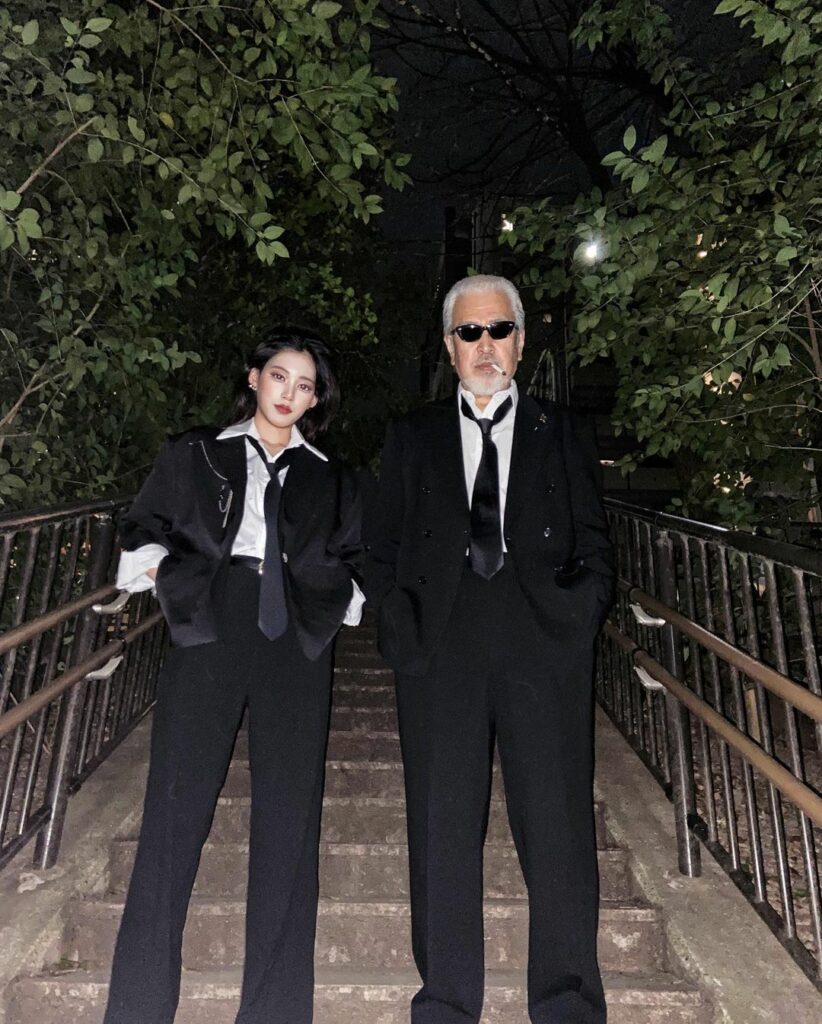 Japanese girl cosplays with father - father and daughter in suits