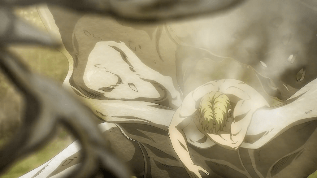 Attack on Titan Final Season Part 2 - zeke appears from the stomach of titan