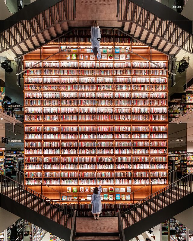 tsutaya bookstore nagoya - bookshelf visual