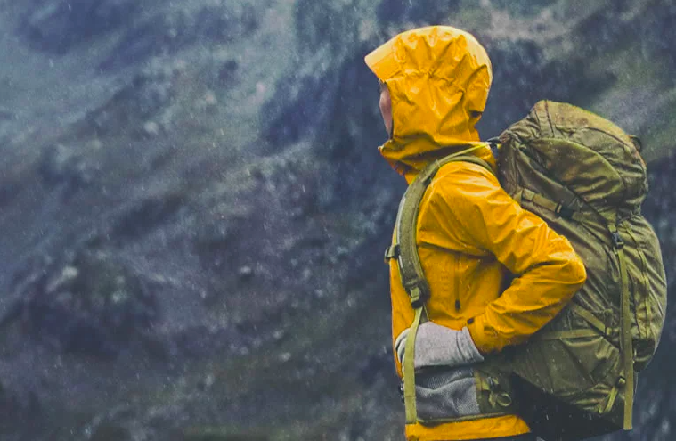 Climbing Mount Fuji - waterproof jacket