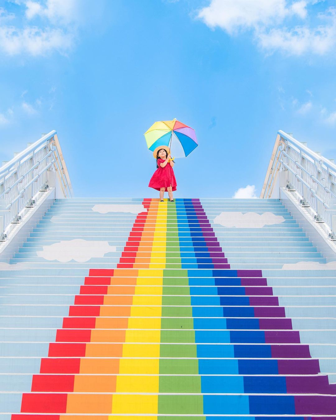 Rainbow Bridge - Girl standing on top of the rainbow bridge