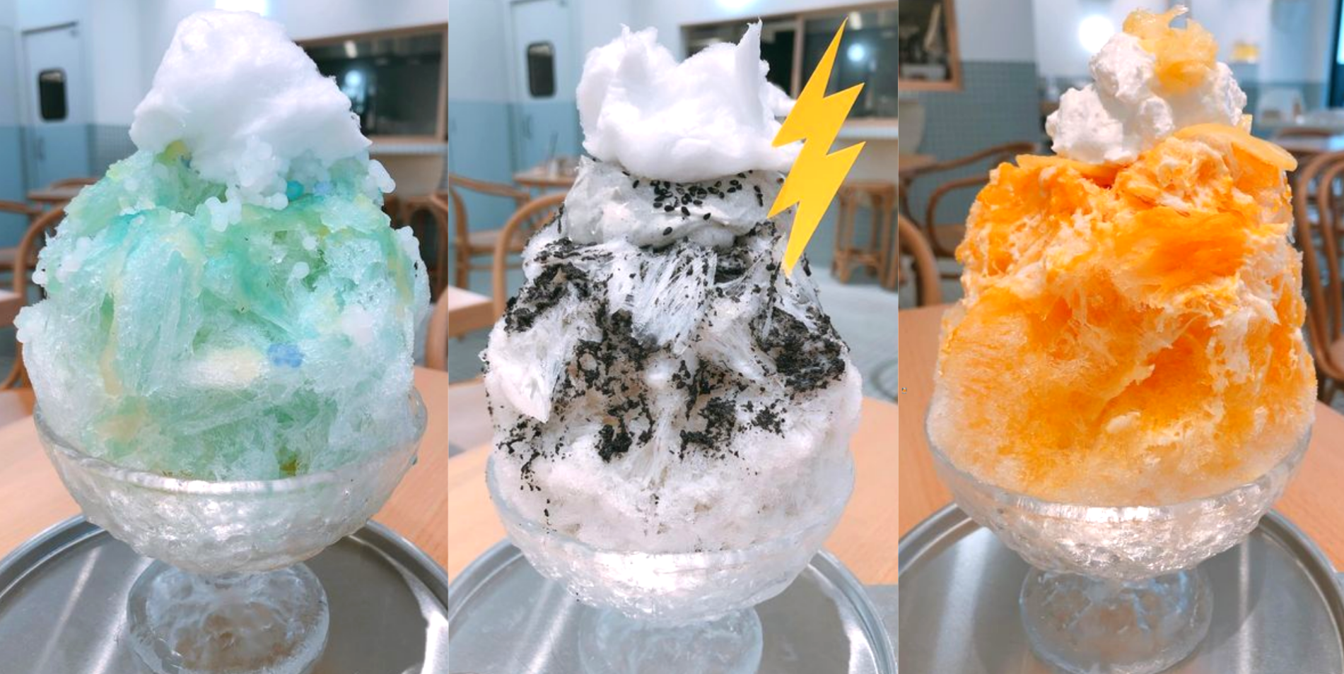 Otenki Parlour - collage of weather-themed shaved ice