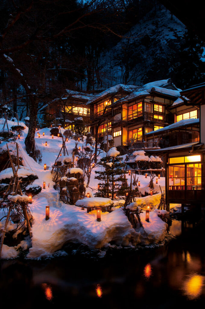 Tohoku Onsen Villages - Mukaitaki's snow lanterns