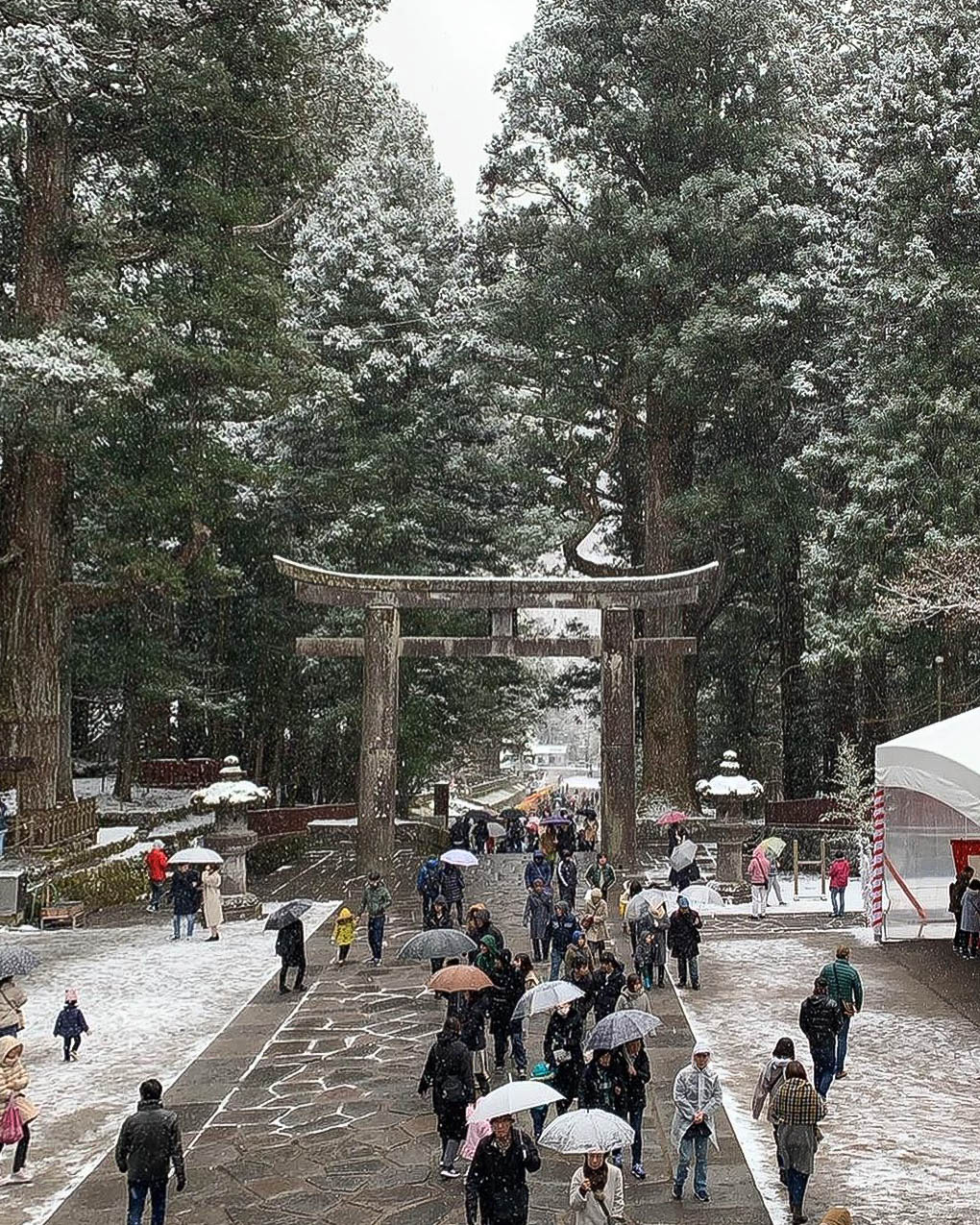 Cities in Japan to see snow - Entrance to Toshohu Shrine