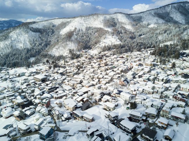 Japan ski resorts - Bird's-eye view of Nozawa village
