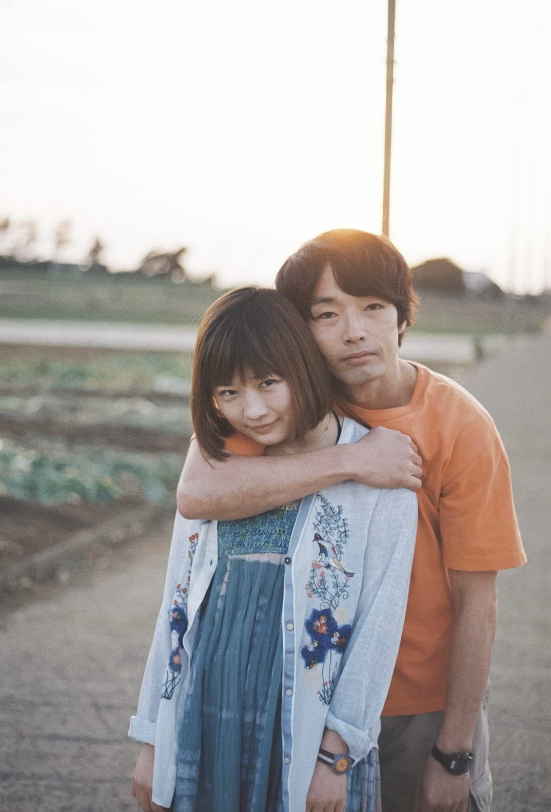Japanese romance movies - Makoto Sato backhugging Kaori Kato